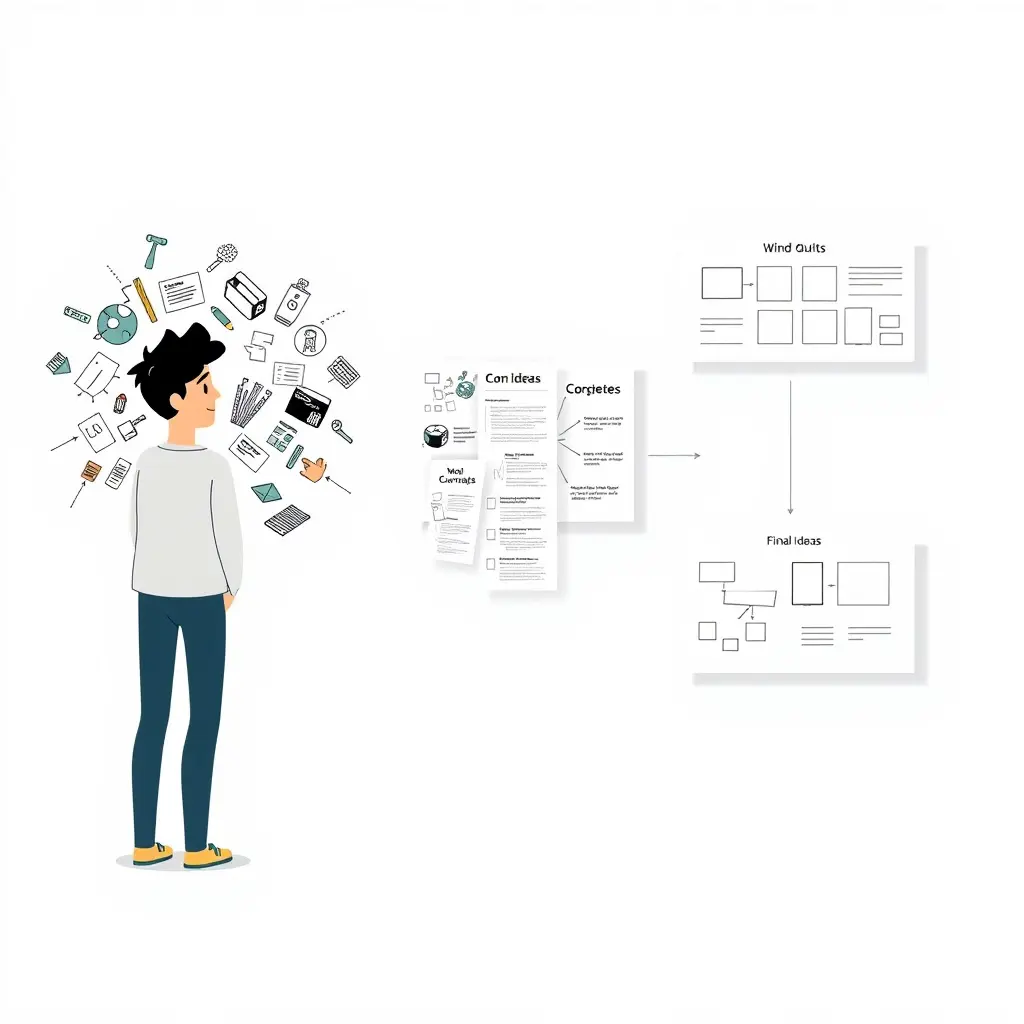 Engineer reviewing mechanical concept design with annotations